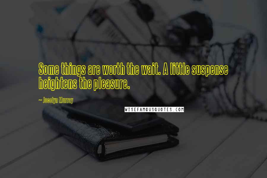 Jocelyn Murray Quotes: Some things are worth the wait. A little suspense heightens the pleasure.