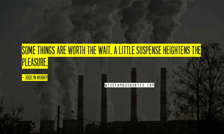 Jocelyn Murray Quotes: Some things are worth the wait. A little suspense heightens the pleasure.