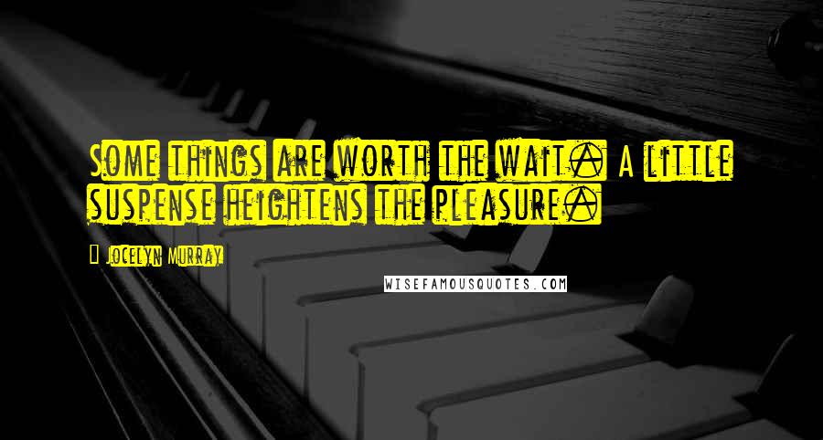 Jocelyn Murray Quotes: Some things are worth the wait. A little suspense heightens the pleasure.
