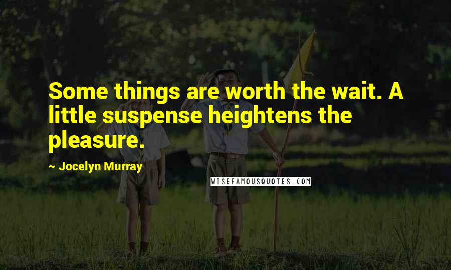 Jocelyn Murray Quotes: Some things are worth the wait. A little suspense heightens the pleasure.