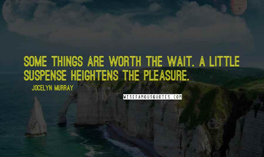 Jocelyn Murray Quotes: Some things are worth the wait. A little suspense heightens the pleasure.