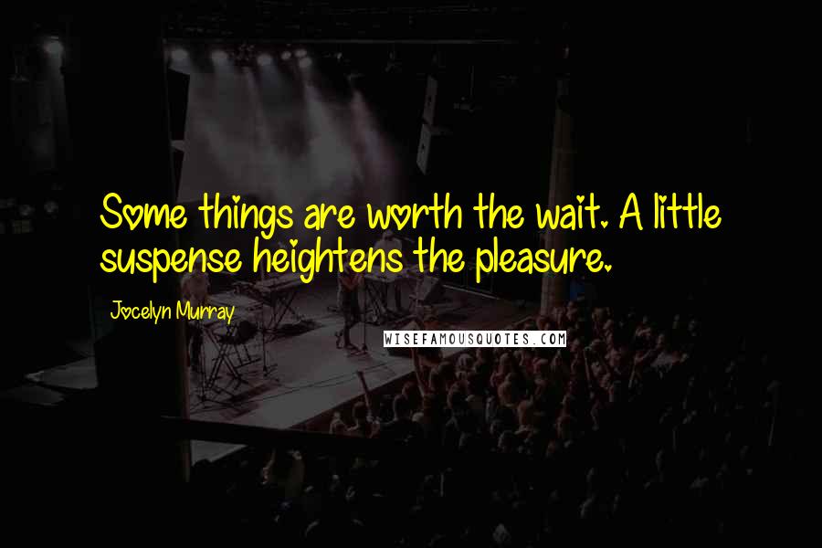 Jocelyn Murray Quotes: Some things are worth the wait. A little suspense heightens the pleasure.