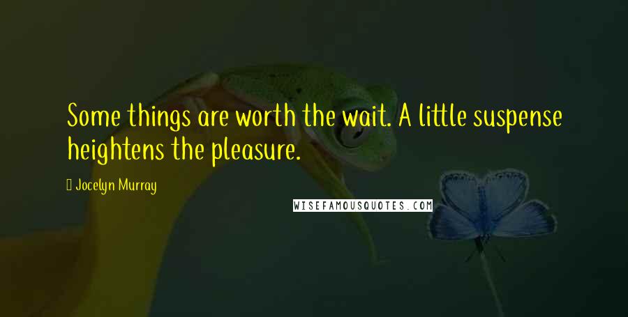 Jocelyn Murray Quotes: Some things are worth the wait. A little suspense heightens the pleasure.