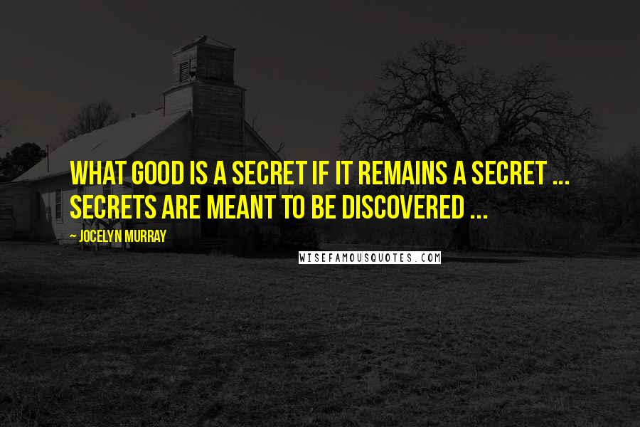 Jocelyn Murray Quotes: What good is a secret if it remains a secret ... Secrets are meant to be discovered ...