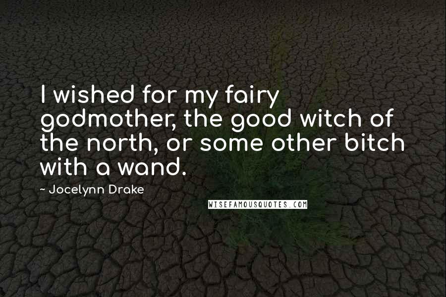 Jocelynn Drake Quotes: I wished for my fairy godmother, the good witch of the north, or some other bitch with a wand.