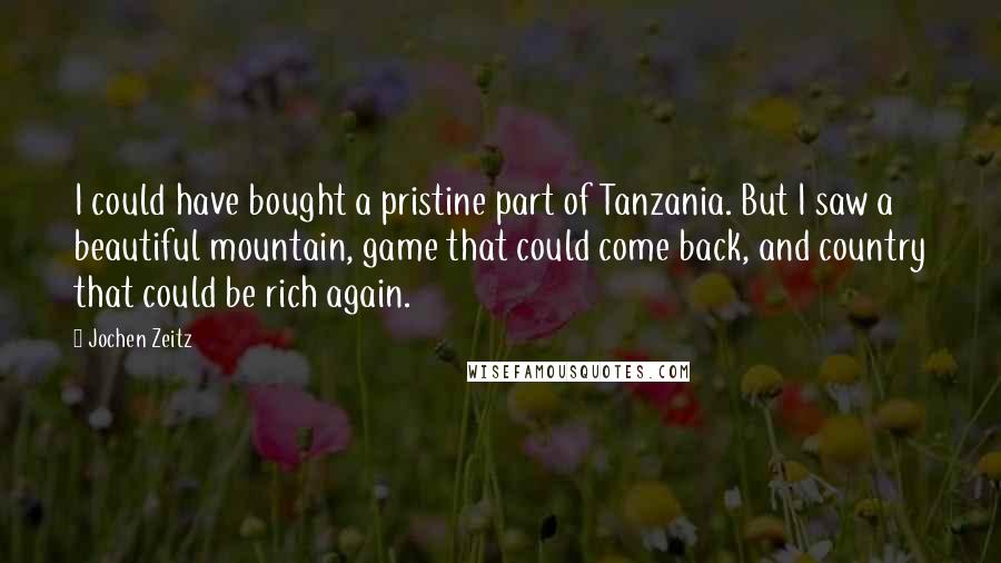 Jochen Zeitz Quotes: I could have bought a pristine part of Tanzania. But I saw a beautiful mountain, game that could come back, and country that could be rich again.