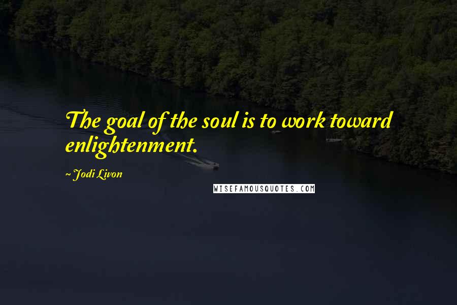 Jodi Livon Quotes: The goal of the soul is to work toward enlightenment.