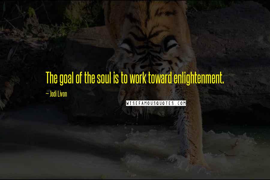 Jodi Livon Quotes: The goal of the soul is to work toward enlightenment.