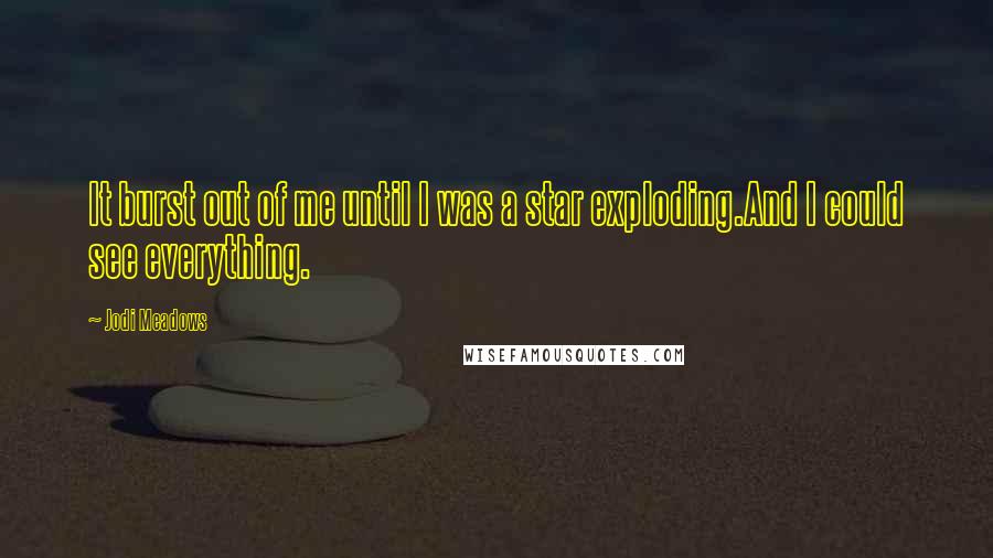 Jodi Meadows Quotes: It burst out of me until I was a star exploding.And I could see everything.