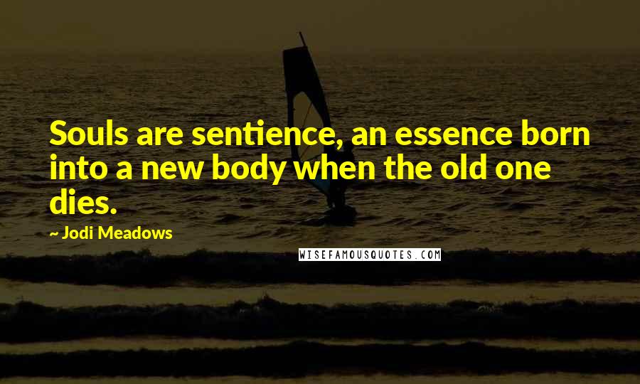 Jodi Meadows Quotes: Souls are sentience, an essence born into a new body when the old one dies.