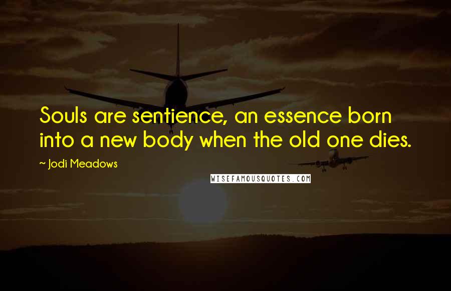 Jodi Meadows Quotes: Souls are sentience, an essence born into a new body when the old one dies.