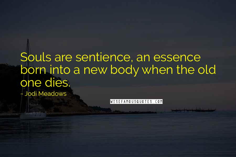 Jodi Meadows Quotes: Souls are sentience, an essence born into a new body when the old one dies.