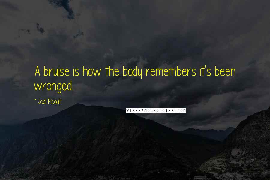 Jodi Picoult Quotes: A bruise is how the body remembers it's been wronged.