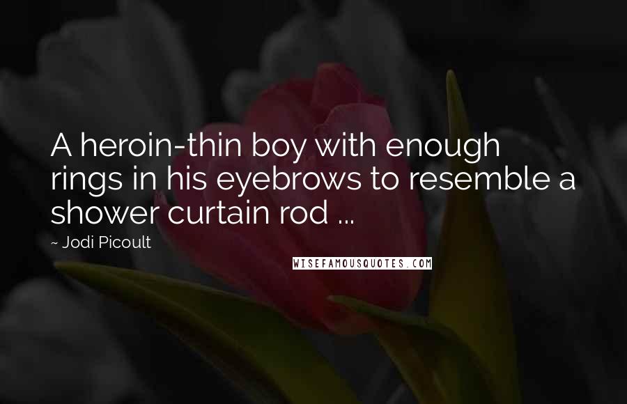 Jodi Picoult Quotes: A heroin-thin boy with enough rings in his eyebrows to resemble a shower curtain rod ...