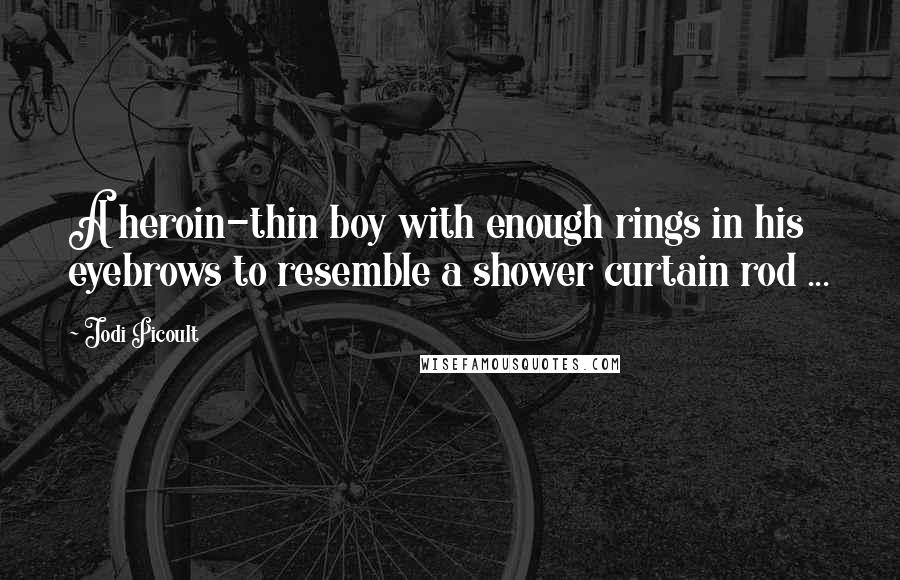 Jodi Picoult Quotes: A heroin-thin boy with enough rings in his eyebrows to resemble a shower curtain rod ...