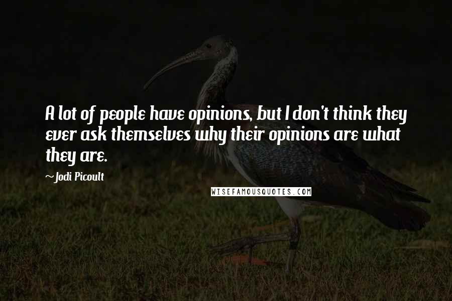 Jodi Picoult Quotes: A lot of people have opinions, but I don't think they ever ask themselves why their opinions are what they are.
