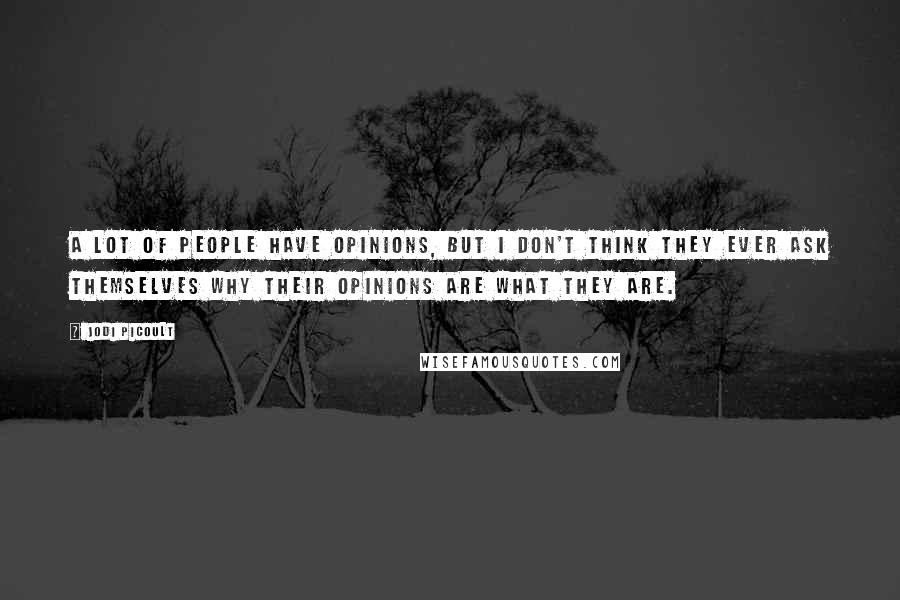 Jodi Picoult Quotes: A lot of people have opinions, but I don't think they ever ask themselves why their opinions are what they are.