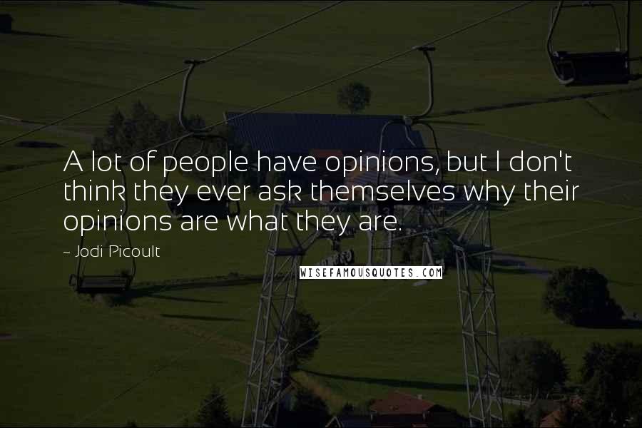 Jodi Picoult Quotes: A lot of people have opinions, but I don't think they ever ask themselves why their opinions are what they are.