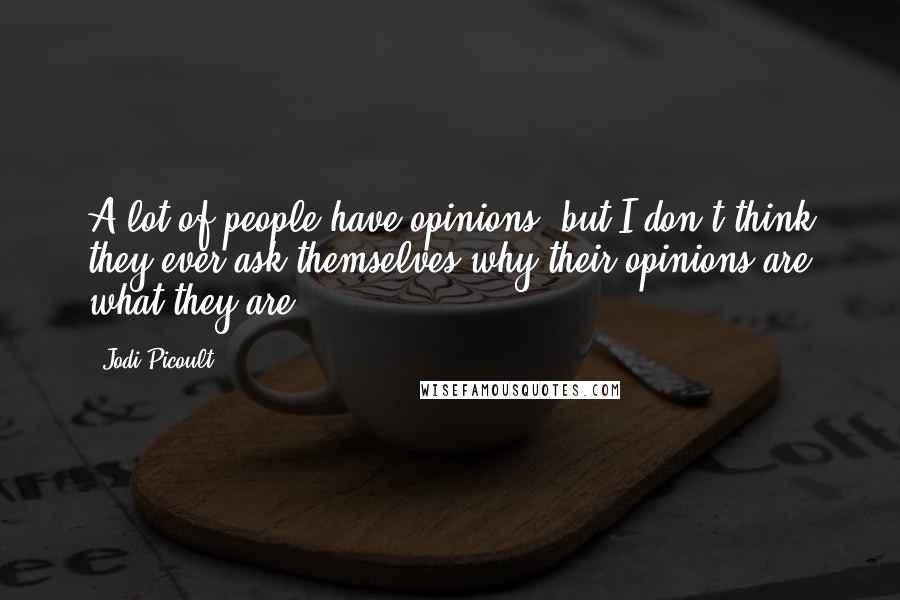 Jodi Picoult Quotes: A lot of people have opinions, but I don't think they ever ask themselves why their opinions are what they are.