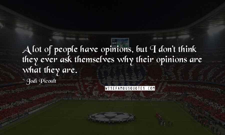 Jodi Picoult Quotes: A lot of people have opinions, but I don't think they ever ask themselves why their opinions are what they are.