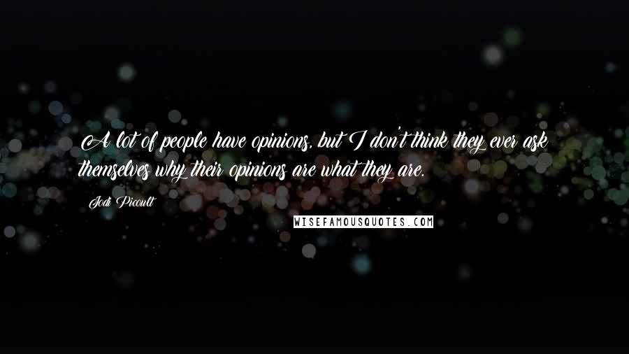 Jodi Picoult Quotes: A lot of people have opinions, but I don't think they ever ask themselves why their opinions are what they are.