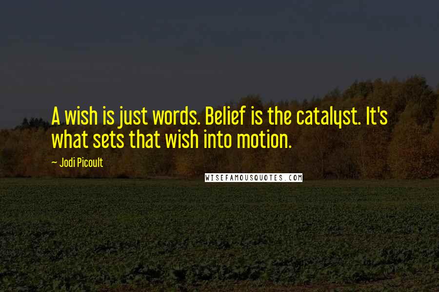 Jodi Picoult Quotes: A wish is just words. Belief is the catalyst. It's what sets that wish into motion.