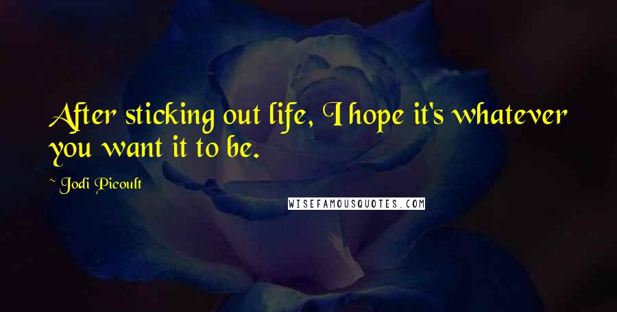 Jodi Picoult Quotes: After sticking out life, I hope it's whatever you want it to be.