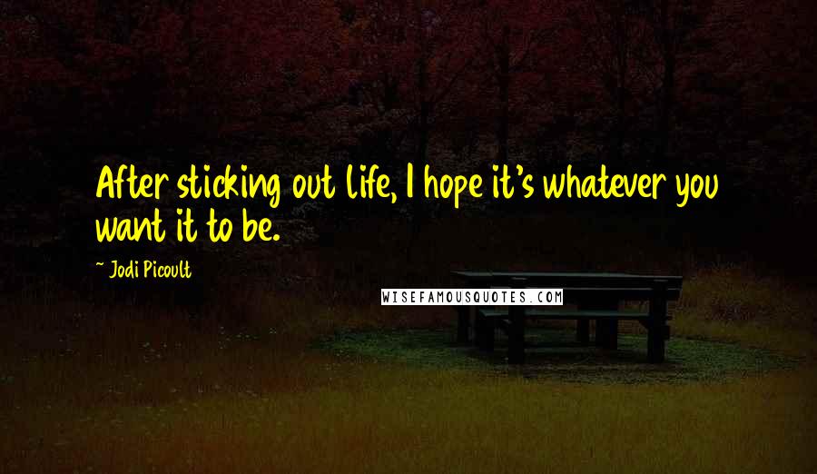 Jodi Picoult Quotes: After sticking out life, I hope it's whatever you want it to be.