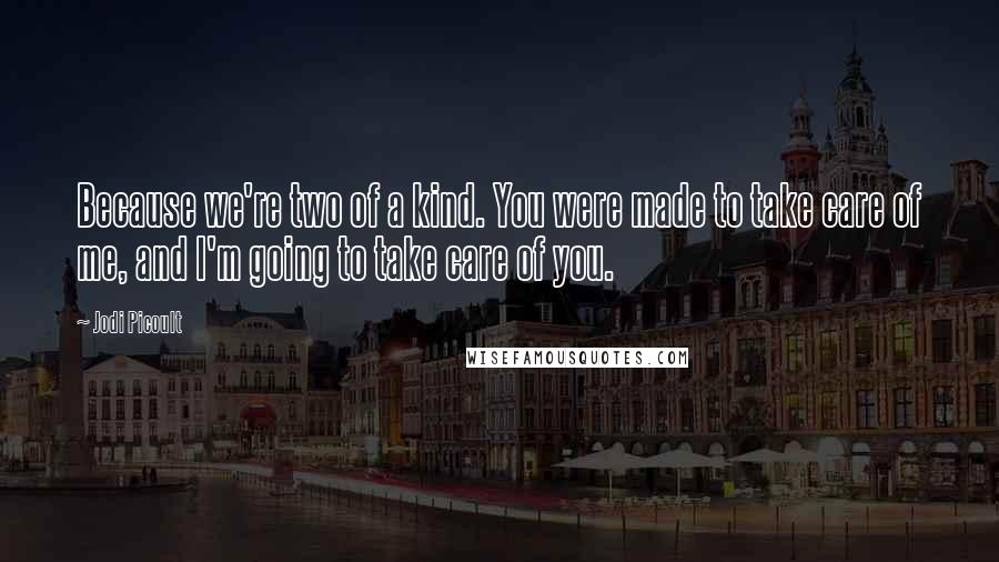 Jodi Picoult Quotes: Because we're two of a kind. You were made to take care of me, and I'm going to take care of you.