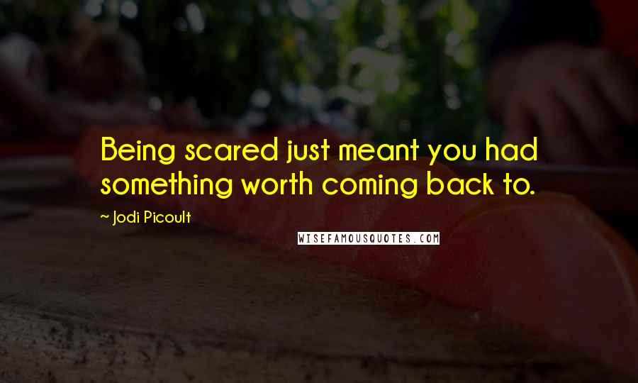 Jodi Picoult Quotes: Being scared just meant you had something worth coming back to.