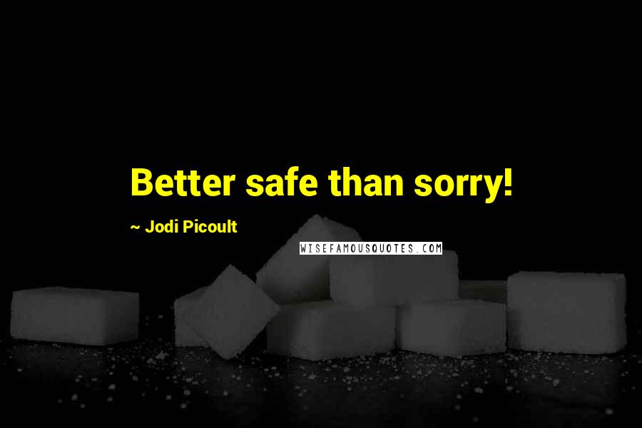 Jodi Picoult Quotes: Better safe than sorry!