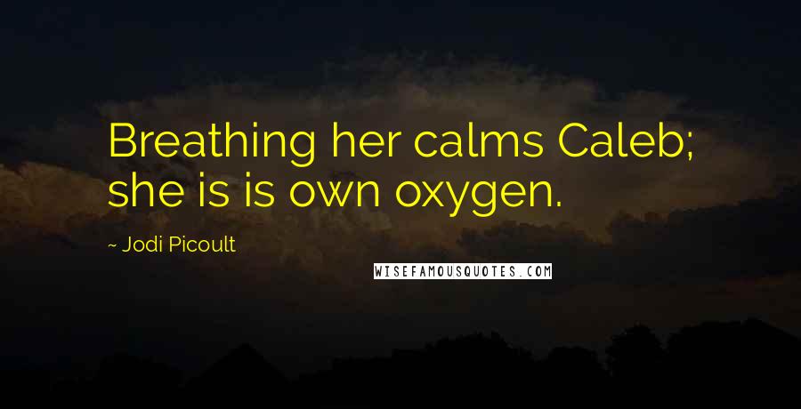 Jodi Picoult Quotes: Breathing her calms Caleb; she is is own oxygen.