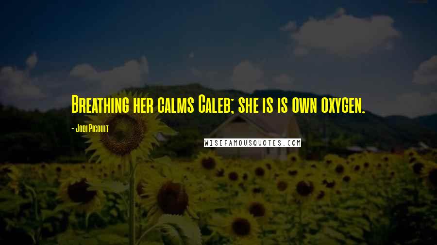 Jodi Picoult Quotes: Breathing her calms Caleb; she is is own oxygen.