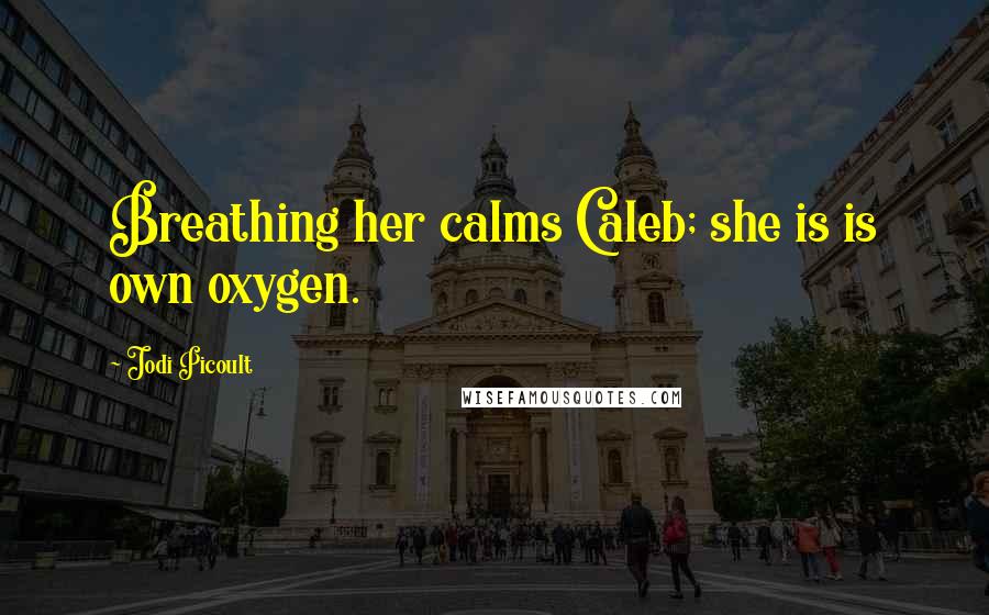 Jodi Picoult Quotes: Breathing her calms Caleb; she is is own oxygen.