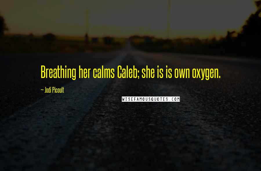 Jodi Picoult Quotes: Breathing her calms Caleb; she is is own oxygen.