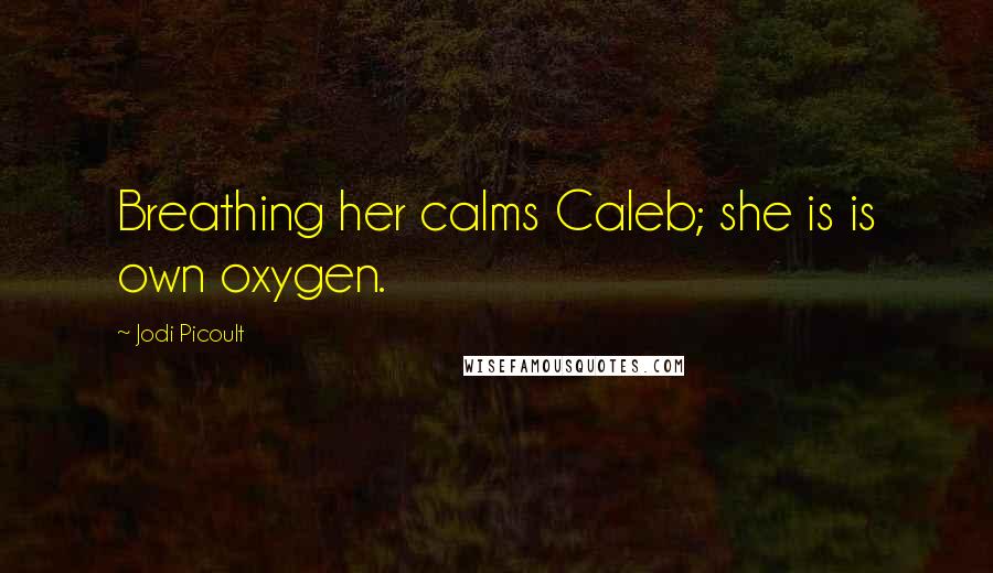 Jodi Picoult Quotes: Breathing her calms Caleb; she is is own oxygen.