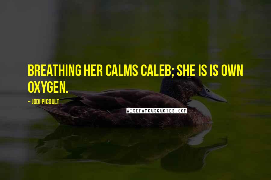 Jodi Picoult Quotes: Breathing her calms Caleb; she is is own oxygen.