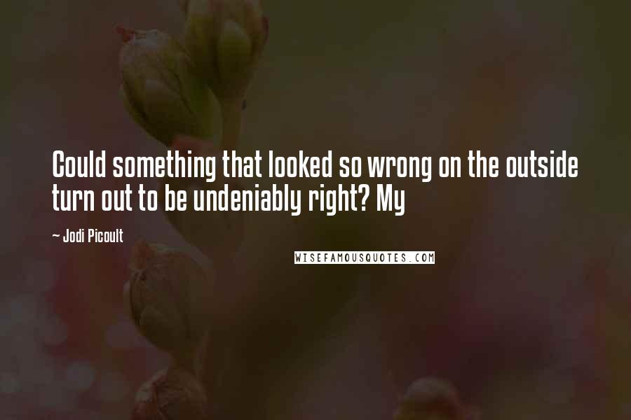 Jodi Picoult Quotes: Could something that looked so wrong on the outside turn out to be undeniably right? My