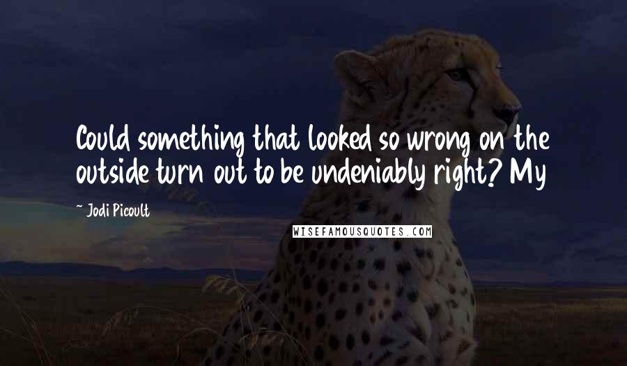 Jodi Picoult Quotes: Could something that looked so wrong on the outside turn out to be undeniably right? My