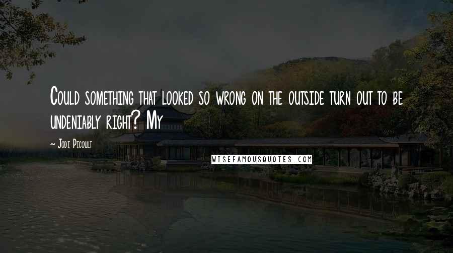 Jodi Picoult Quotes: Could something that looked so wrong on the outside turn out to be undeniably right? My