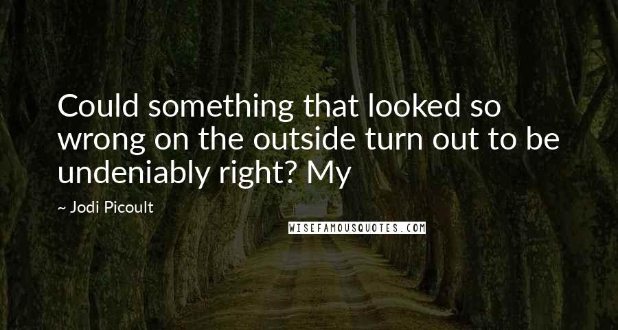 Jodi Picoult Quotes: Could something that looked so wrong on the outside turn out to be undeniably right? My