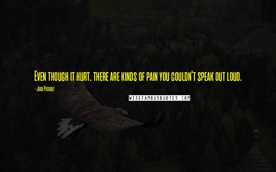 Jodi Picoult Quotes: Even though it hurt, there are kinds of pain you couldn't speak out loud.