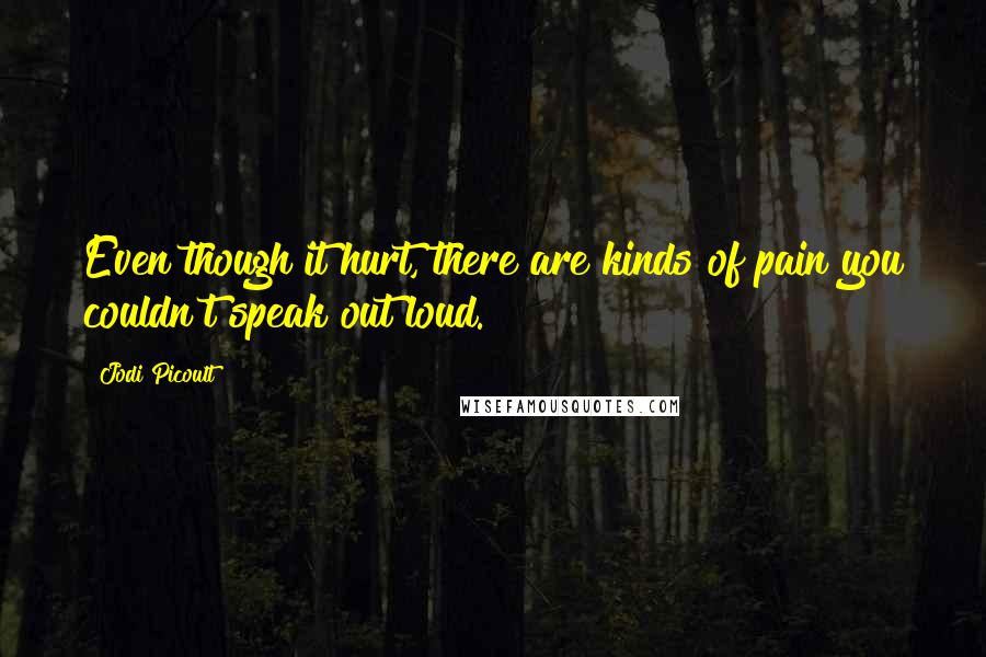 Jodi Picoult Quotes: Even though it hurt, there are kinds of pain you couldn't speak out loud.