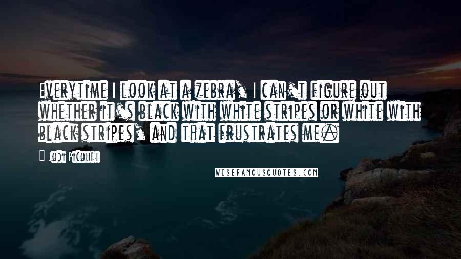 Jodi Picoult Quotes: Everytime I look at a zebra, I can't figure out whether it's black with white stripes or white with black stripes, and that frustrates me.