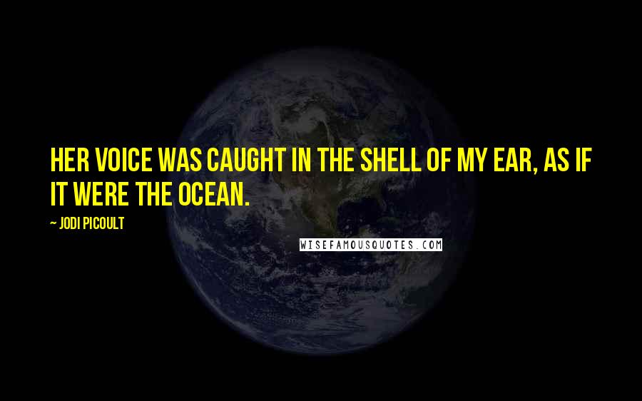Jodi Picoult Quotes: Her voice was caught in the shell of my ear, as if it were the ocean.