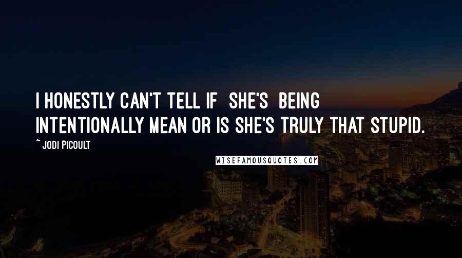 Jodi Picoult Quotes: I honestly can't tell if [she's] being intentionally mean or is she's truly that stupid.