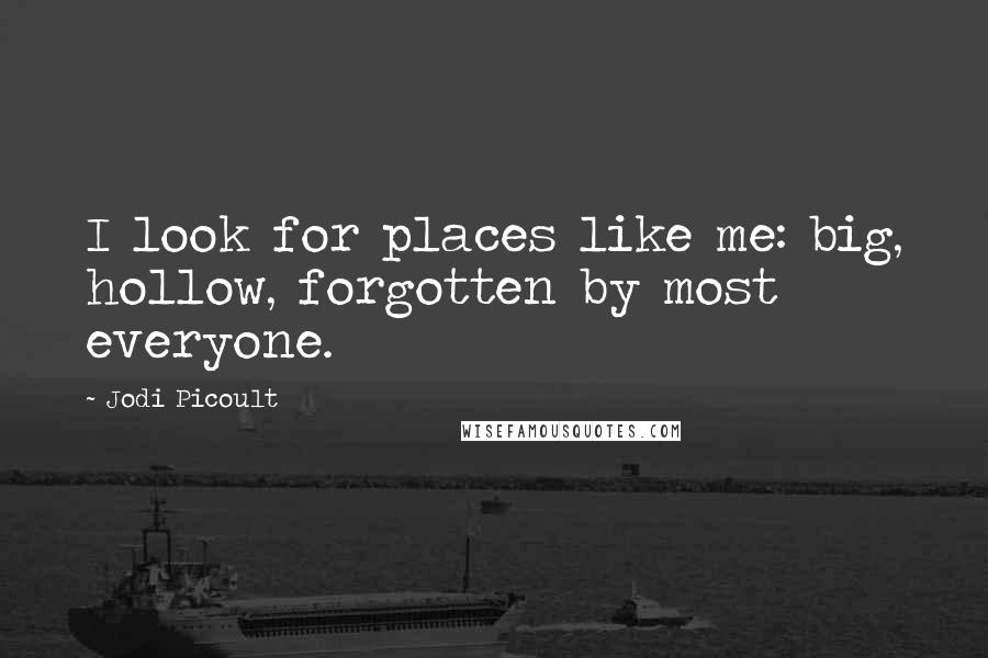 Jodi Picoult Quotes: I look for places like me: big, hollow, forgotten by most everyone.