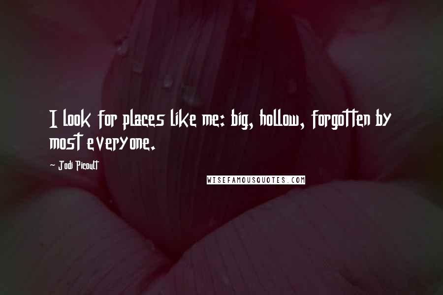 Jodi Picoult Quotes: I look for places like me: big, hollow, forgotten by most everyone.