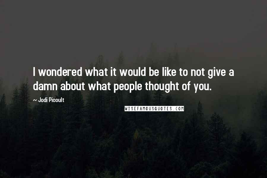 Jodi Picoult Quotes: I wondered what it would be like to not give a damn about what people thought of you.