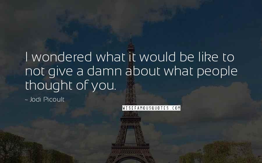 Jodi Picoult Quotes: I wondered what it would be like to not give a damn about what people thought of you.